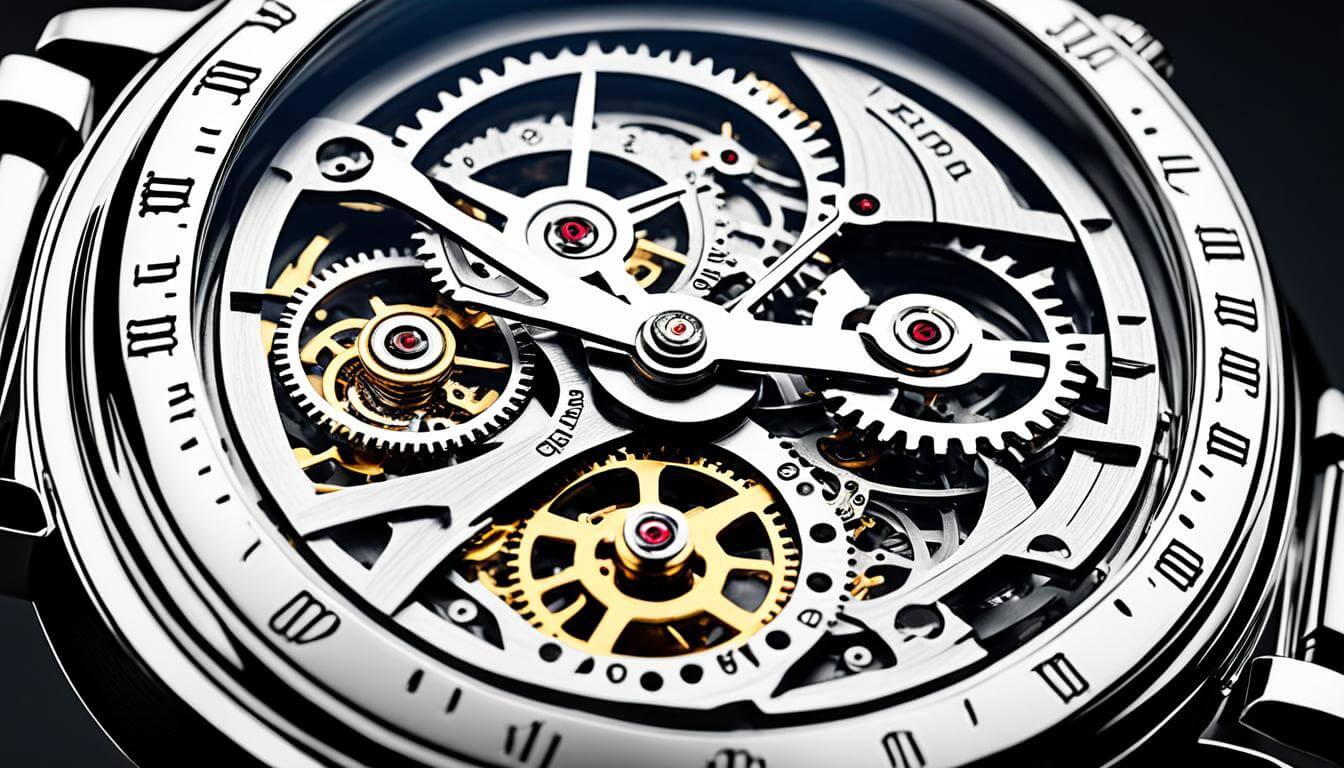 Skeleton watch showcasing its intricate movement.