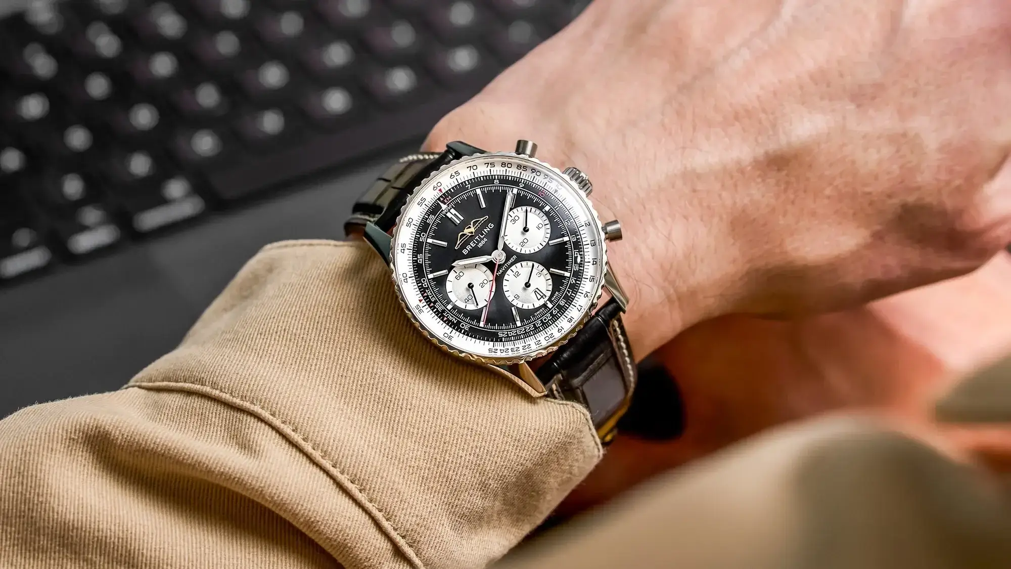 Restored vintage chronograph watch.